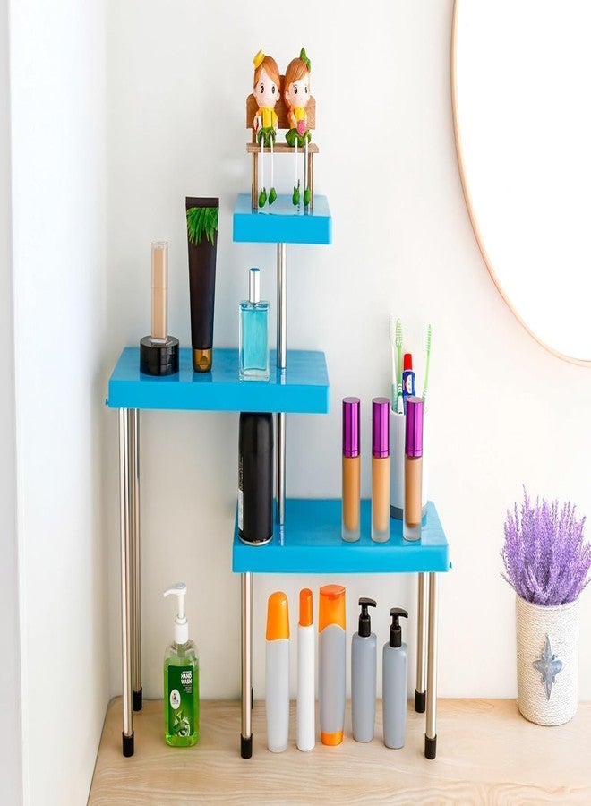 Copelle Rack for Kitchen Storage, Corner Shelf for Kitchen, Organizer Rack, 3 Tier Spice, Oil Stand, Tabletop Adjustable Rack for Makeup, Office(Blue) - Image 4
